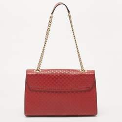 Pre Owned Gucci Red Microguccissima Leather Medium Emily Chain Shoulder Bag