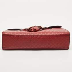Pre Owned Gucci Red Microguccissima Leather Medium Emily Chain Shoulder Bag
