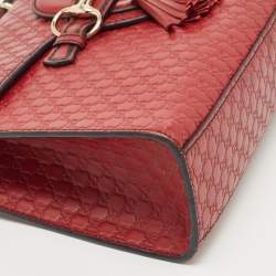 Pre Owned Gucci Red Microguccissima Leather Medium Emily Chain Shoulder Bag