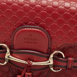 Pre Owned Gucci Red Microguccissima Leather Medium Emily Chain Shoulder Bag