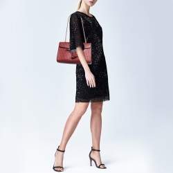 Pre Owned Gucci Red Microguccissima Leather Medium Emily Chain Shoulder Bag