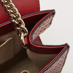 Pre Owned Gucci Red Microguccissima Leather Medium Emily Chain Shoulder Bag