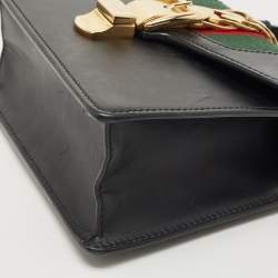 Pre Owned Gucci Black Leather Mini Sylvie Top Handle Bag