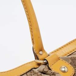 Pre Owned Gucci Yellow/Beige GG Canvas and Leather Medium Sukey Tote