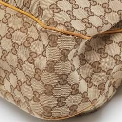 Pre Owned Gucci Yellow/Beige GG Canvas and Leather Medium Sukey Tote