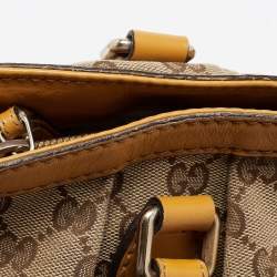Pre Owned Gucci Yellow/Beige GG Canvas and Leather Medium Sukey Tote