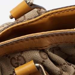 Pre Owned Gucci Yellow/Beige GG Canvas and Leather Medium Sukey Tote