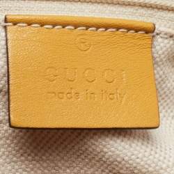 Pre Owned Gucci Yellow/Beige GG Canvas and Leather Medium Sukey Tote