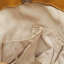 Pre Owned Gucci Yellow/Beige GG Canvas and Leather Medium Sukey Tote