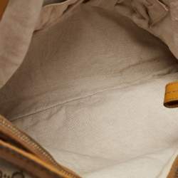 Pre Owned Gucci Yellow/Beige GG Canvas and Leather Medium Sukey Tote