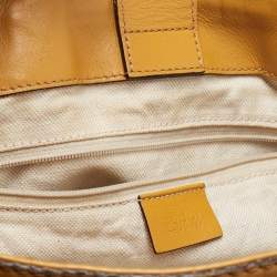 Pre Owned Gucci Yellow/Beige GG Canvas and Leather Medium Sukey Tote