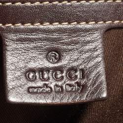Pre Owned Gucci Brown Leather Medium GG Britt Shoulder Bag