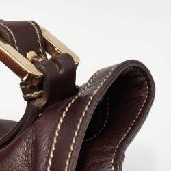 Pre Owned Gucci Brown Leather Medium GG Britt Shoulder Bag