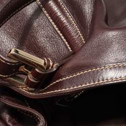 Pre Owned Gucci Brown Leather Medium GG Britt Shoulder Bag