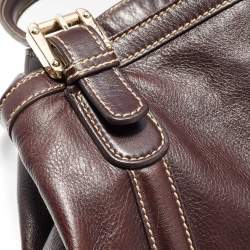 Pre Owned Gucci Brown Leather Medium GG Britt Shoulder Bag