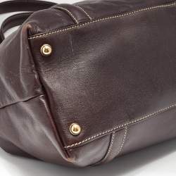 Pre Owned Gucci Brown Leather Medium GG Britt Shoulder Bag