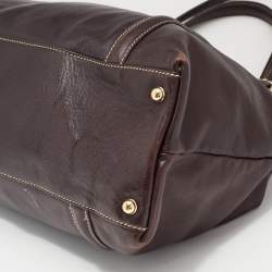 Pre Owned Gucci Brown Leather Medium GG Britt Shoulder Bag