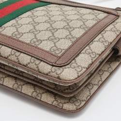 Gucci Beige/Brown GG Canvas and Leather Medium Ophidia Zip Crossbody Bag