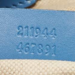 Pre Owned Gucci Blue/Beige GG Canvas and Leather Medium Sukey Tote