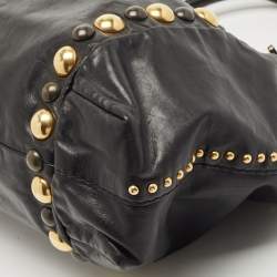 مملوكة مسبقًا Gucci Black Glazed Leather and Suede Babouska Heart Tote