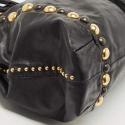 مملوكة مسبقًا Gucci Black Glazed Leather and Suede Babouska Heart Tote