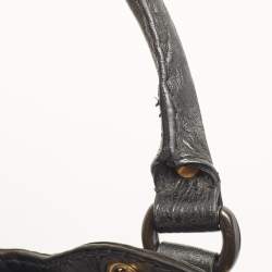 مملوكة مسبقًا Gucci Black Glazed Leather and Suede Babouska Heart Tote