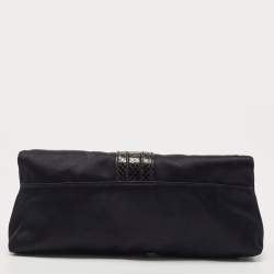 مملوكة مسبقًا Gucci Black Satin Bamboo Croisette Clutch