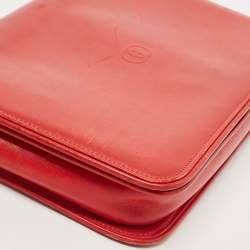 Pre Owned Gucci Red Leather Interlocking G Embossed Leather Flap Clutch