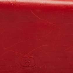 Pre Owned Gucci Red Leather Interlocking G Embossed Leather Flap Clutch