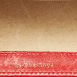 Pre Owned Gucci Red Leather Interlocking G Embossed Leather Flap Clutch