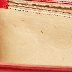 Pre Owned Gucci Red Leather Interlocking G Embossed Leather Flap Clutch