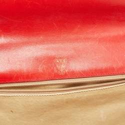 Pre Owned Gucci Red Leather Interlocking G Embossed Leather Flap Clutch