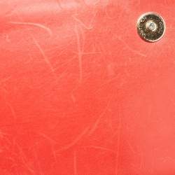 Pre Owned Gucci Red Leather Interlocking G Embossed Leather Flap Clutch
