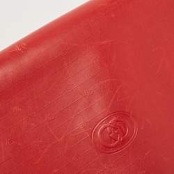 Pre Owned Gucci Red Leather Interlocking G Embossed Leather Flap Clutch