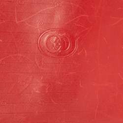 Pre Owned Gucci Red Leather Interlocking G Embossed Leather Flap Clutch