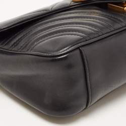 Gucci Black Quilted Leather Small GG Marmont Shoulder Bag