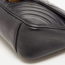 Gucci Black Quilted Leather Small GG Marmont Shoulder Bag