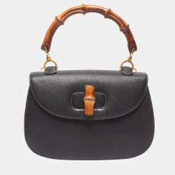 Gucci Vintage Alma Tote in Dark Brown Leather with Bamboo Handles