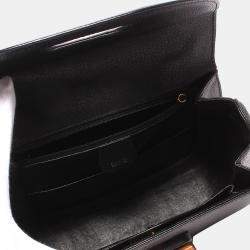 Pre Owned Gucci Black Leather Bamboo Top handle bag