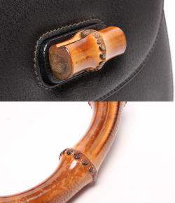 Pre Owned Gucci Black Leather Bamboo Top handle bag