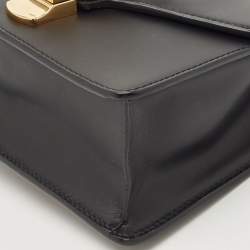 Pre Owned Gucci Black Leather Mini Web Chain Sylvie Shoulder Bag