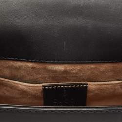 Pre Owned Gucci Black Leather Mini Web Chain Sylvie Shoulder Bag