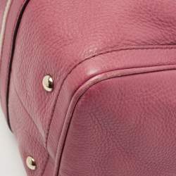 Pre Owned Gucci Old Rose Leather Medium Web Boston Bag