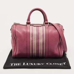 Pre Owned Gucci Old Rose Leather Medium Web Boston Bag