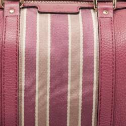 Pre Owned Gucci Old Rose Leather Medium Web Boston Bag