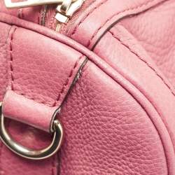 Pre Owned Gucci Old Rose Leather Medium Web Boston Bag