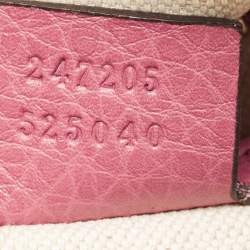 Pre Owned Gucci Old Rose Leather Medium Web Boston Bag