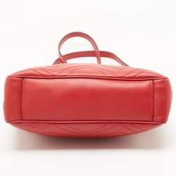 Gucci Red Matelasse Leather Medium GG Marmont Open Top Shoulder Bag 