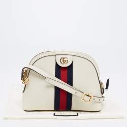 Gucci Off-White Leather Small Web Ophidia GG Shoulder Bag