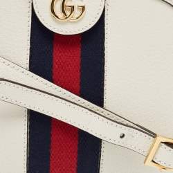 Gucci Off-White Leather Small Web Ophidia GG Shoulder Bag